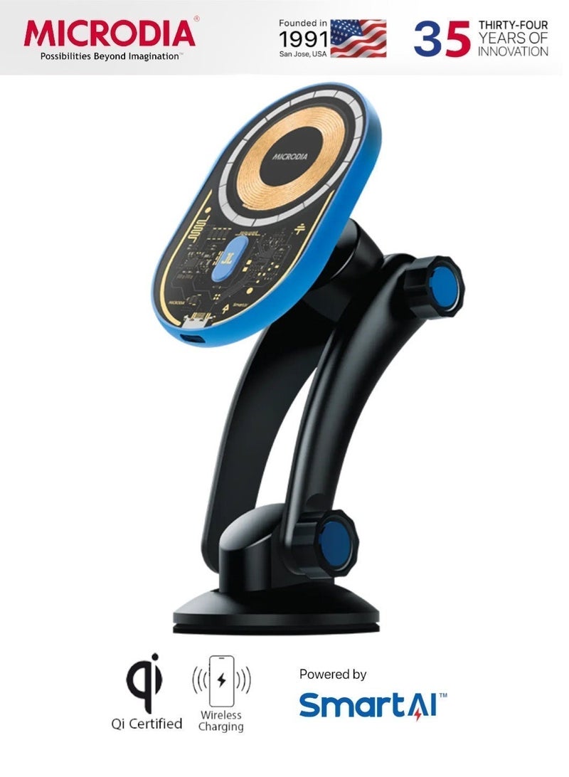 Microdia SNAPDrive Visi.Chiron 15W Wireless Car Charger w/Super Capacitor, Blue - Image 1